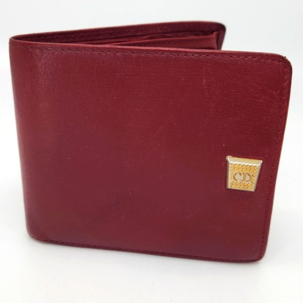 Dior Burgundy Wallet with Gold “CD” Accent. Good condition.
